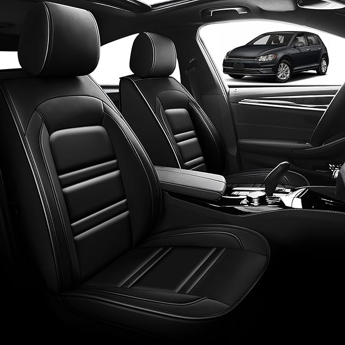 Seat Cover for VW Car Golf 2015-2019 | Car Seat Covers Front Seats, Waterproof Seat Protectors, Automotive Front Seat Covers (Front Seat, Black)