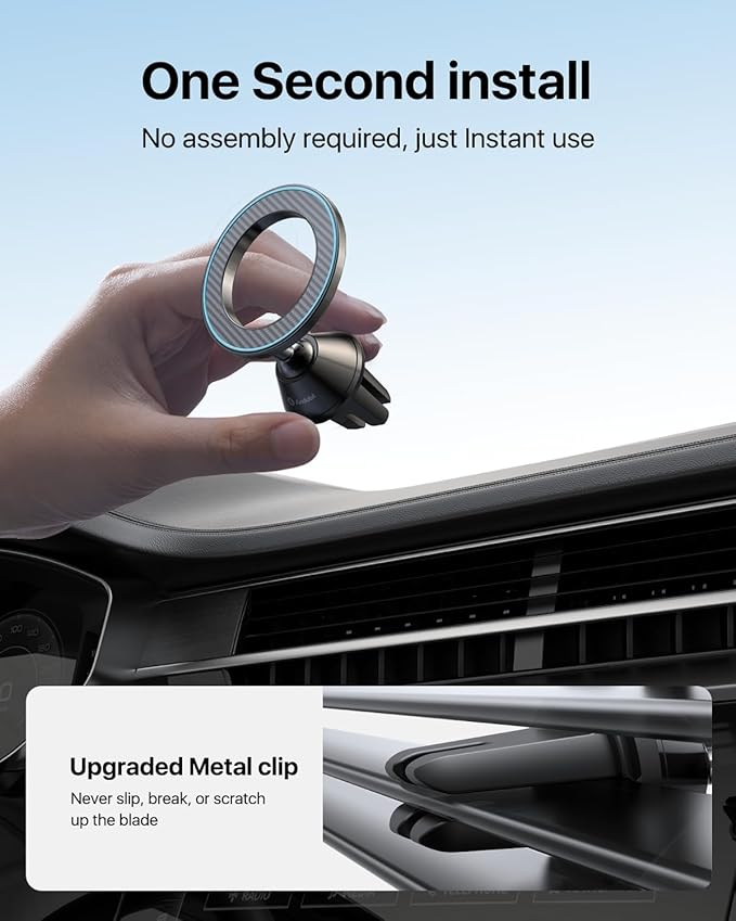 andobil for Magsafe Car Mount [Strongest Magnet, Easy Install] All Metal Magnetic Car Phone Holder for iPhone 17/16/15/14/13 Pro Max, 360° Air Vent Cell Phone Holder Car for Samsung Galaxy S25/S24