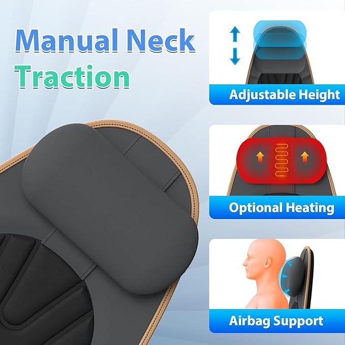 Sotion Back Massager for Chair, Heated Seat Cushion Massager with Neck Traction, Vibration Massage Pad for Full Body Massage for Office Chair, Home Use