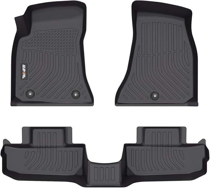 AIPOIL® Floor Mats for 2015-2023 Dodge Challenger RWD Fits 1st & 2nd Row TPE All Weather Anti-Slip Floor Liners Full Set Custom Car Mats Accessories, Black