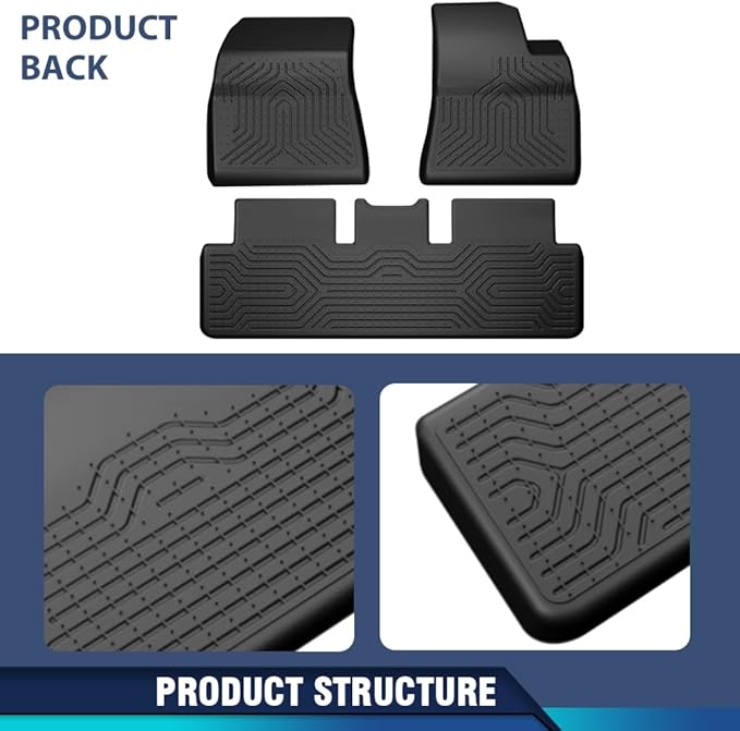 PIT66 Floor Mats Cargo Liners Compatible with Tesla Model 3 2017-2023 Sept Old Style, Not Fit 2023 Oct-2026 New Model (Heavy Duty) 3-Piece All Weather Automative TPE Liners