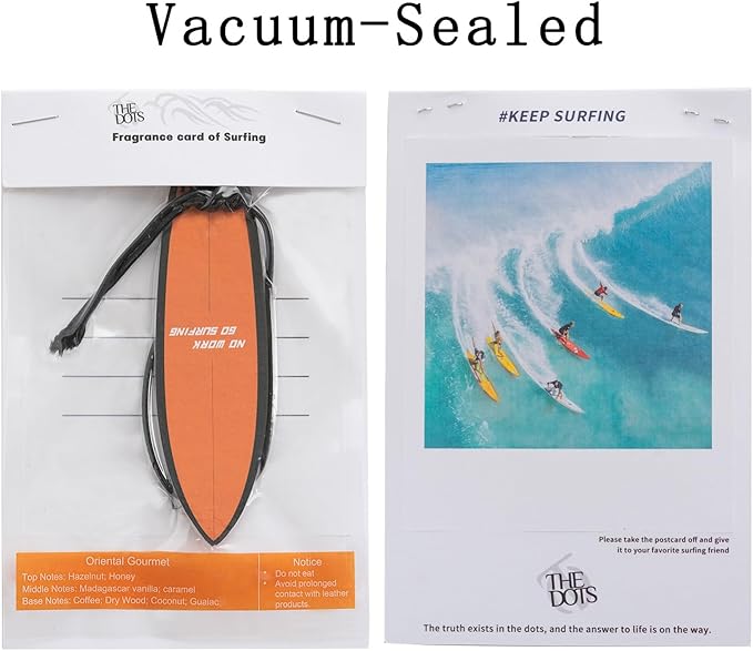 THEDOTS 15 Pack Oriental Gourmet Surfboard Hanging Car Air Fresheners, Detachable Message Cards with Surfing Art, Long-lasting Scent for Car & Home