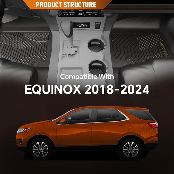 ANDPLAY TPE Floor Mats Liners 4PCS Compatible with Chevy Equinox 2018 2019 2020 2021 2022 2023 2024 All Weather Protection Black Floor Liners alfombras para carro