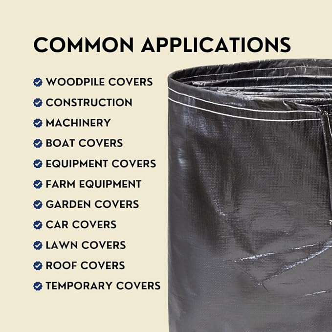 Tarps Heavy Duty Waterproof 12x24 FT, Extra Thick 12 Mil Large Tarps with Grommets and Reinforced Edges,UV Resistant,Tear&Fade Resistant, Silver/White Multipurpose Cover for Home Boats Cars Camping