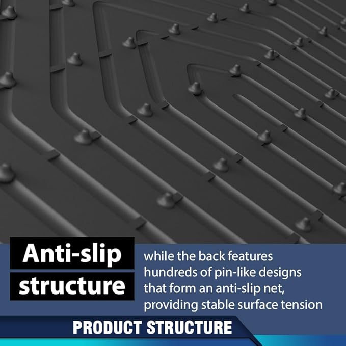 PIT66 Floor Mats Compatible with Ford F150 Super Crew 2015-2025 (Fit 22-24 Lightning Models) w/o Fold Flat Storage (Heavy Duty) 3-Piece All Weather TPE Cargo Liners