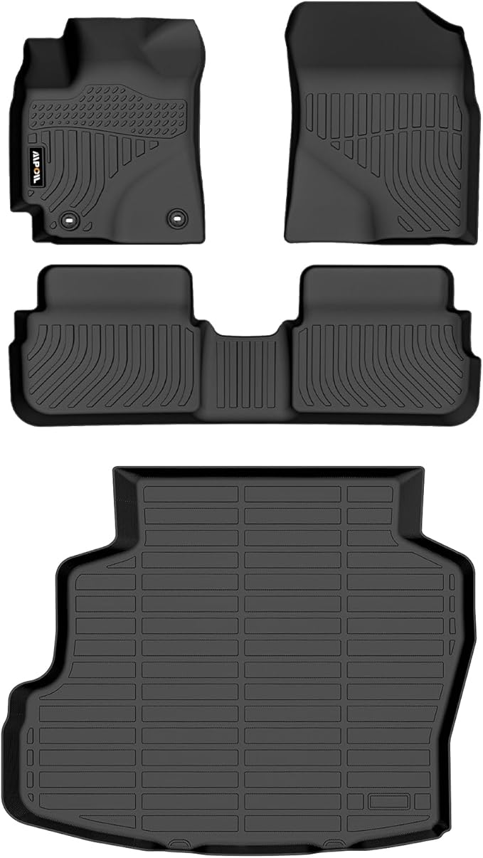 AIPOIL® Floor Mats & Cargo Liner Set for 2009-2013 Toyota Corolla All Weather Protection TPE Anti-Slip Automotive Full Set Custom Car Mats Accessories - Black