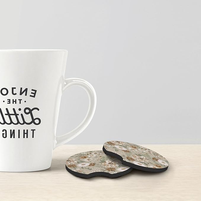 2 Pcs Car Cup Coasters, Vintage Floral Universal Non-Slip Rubber Car Coasters for Cup Holders 2.75 inch, Car Interior Accessories for Women