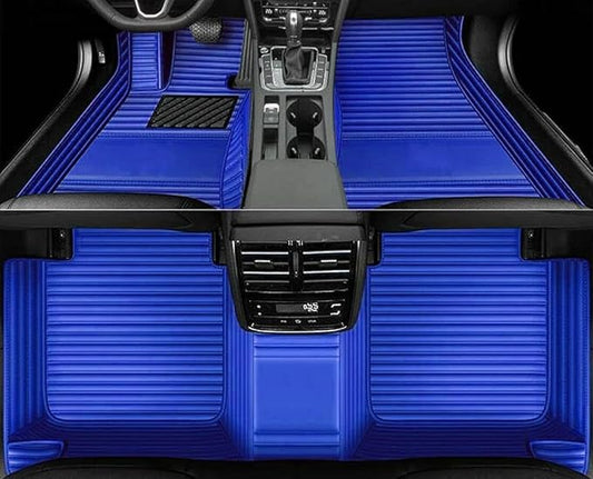 Errva Custom Personalized Floor Mats for Cars，Luxury Full Coverage All Weather Car Floor Mats，Anti-Slip Leather Car Mat Set ，Custom Floor Mats for 98.99% of Cars, Trucks & SUVs (Light Blue)