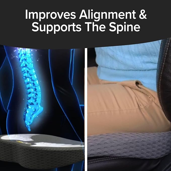 Auto Cushion with Memory Foam, AS SEEN ON FOX NEWS, Advanced Lumbar Helps Relieve Pressure Points, Molds to Any Body, Drive in Heavenly Comfort in Any Vehicle, Breathable, Washable Cover