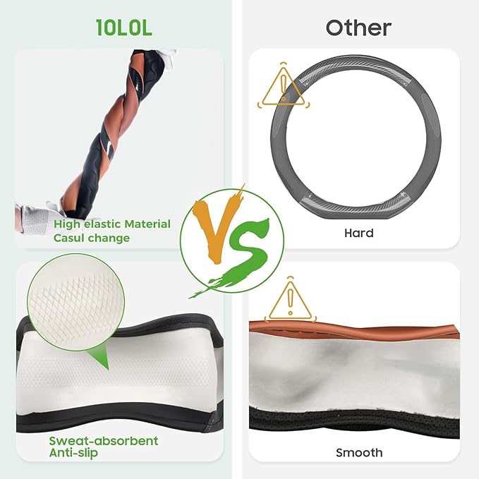 10L0L Golf Cart Steering Wheel Cover for Yamaha, Club Car DS & Precedent, 14 Inch Black Brown