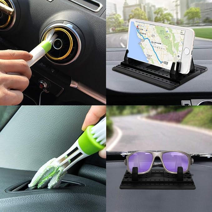 Phone Holder for Car with Air Vent Brush, Universal Silicone Car Cellphone Mount Antislip Vehicle Mobile Phone GPS Mounting Mat