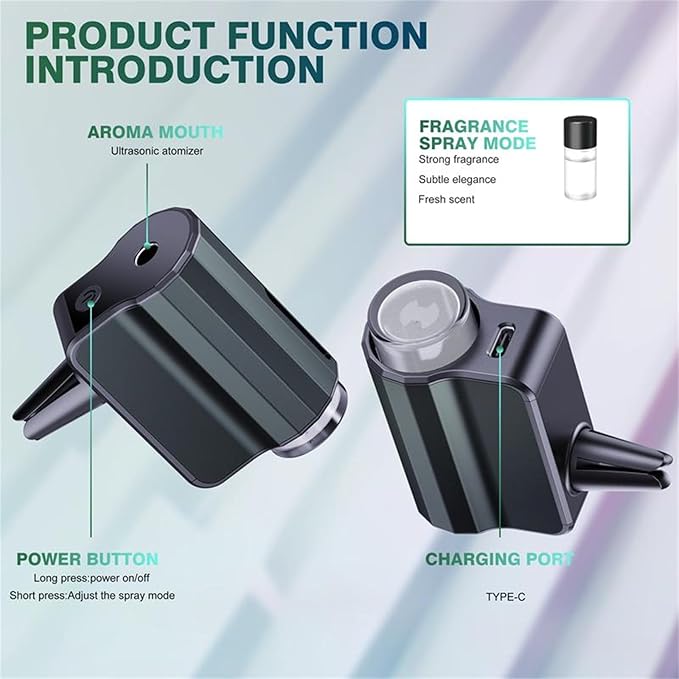 Smart Car Air Freshener with Three Adjustable Concentration, Fall Scent Car Air Freshener Diffuser, Ambientador Para Carro with Air-Conditioner Vent Clips and 3 pcs Essential Oils