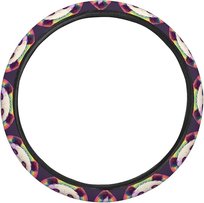 Rainbow Panda Steering Wheel Covers Anti-Slip Elasticity Car Accessories Steering Wheel Protector Universal 15 Inch for Cars SUV Vehicle Truck
