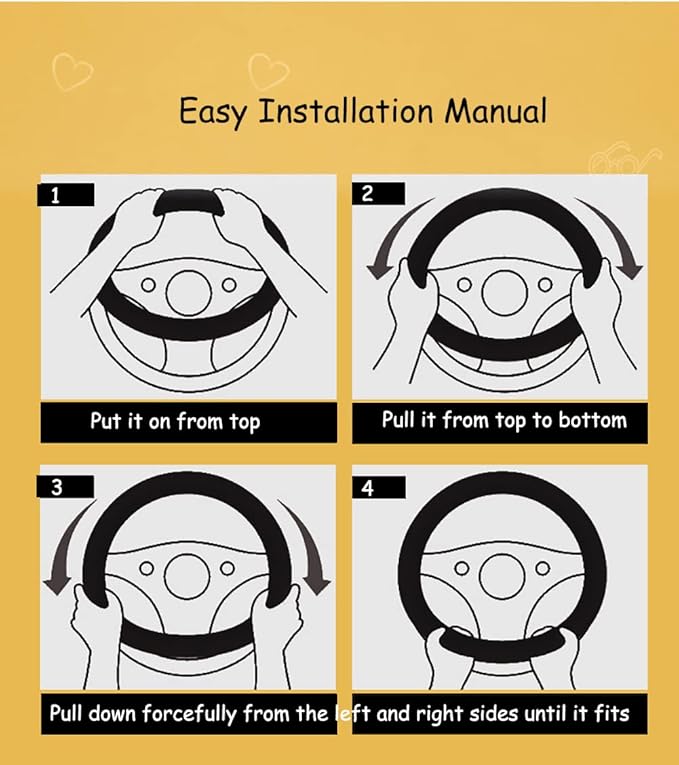 Anime Steering Wheel Cover Women Cute Cartoon Cat Lucky Steering Wheel Protector 15inch