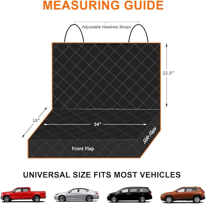 Dog Back Seat Cover Protector, Waterproof Dog Car Seat Covers, Heavy-Duty & Nonslip Backseat Protection for Dogs and Kids, Compatible Pet Car Seat Cover for Cars, Trucks & SUVs