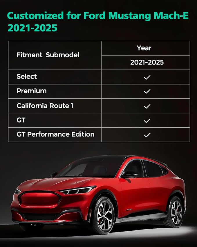 DiffCar® for Ford Mustang Mach E Floor Mats 2025 2024 2023 2022 2021 (NOT for Ford Mustang), All Weather Custom Fit for Mustang Mach E Accessories (Trunk Base Upper Only), TPE Car Rubber Mats for Car