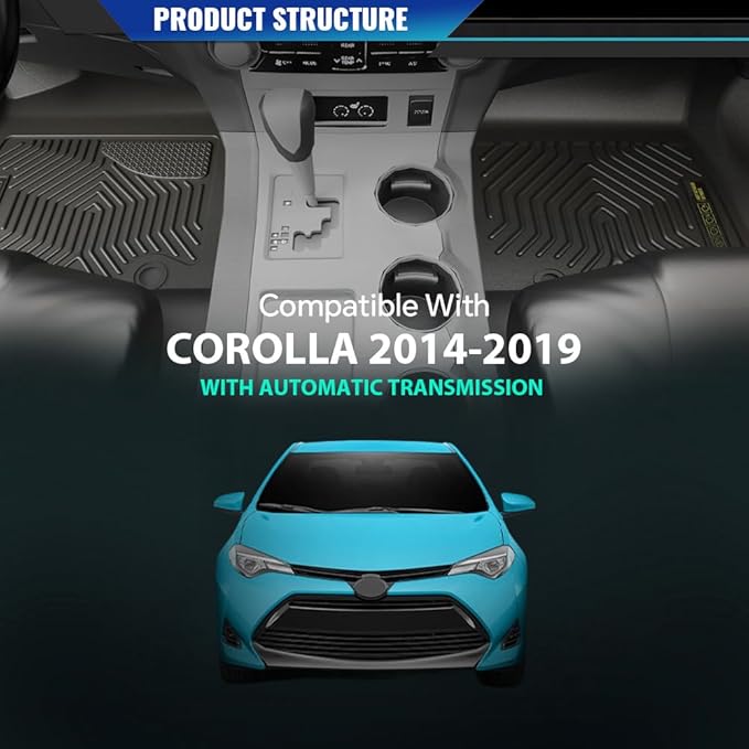 DOTCOM TPE Floor Mats Fit Toyota Corolla 2014-2019 W/Automatic Transmission, All Weather Custom Fit Full Cover Protection 1st & 2nd Row Floor Liners Cargo Liner Accessories,alfombras para carro 3PCS