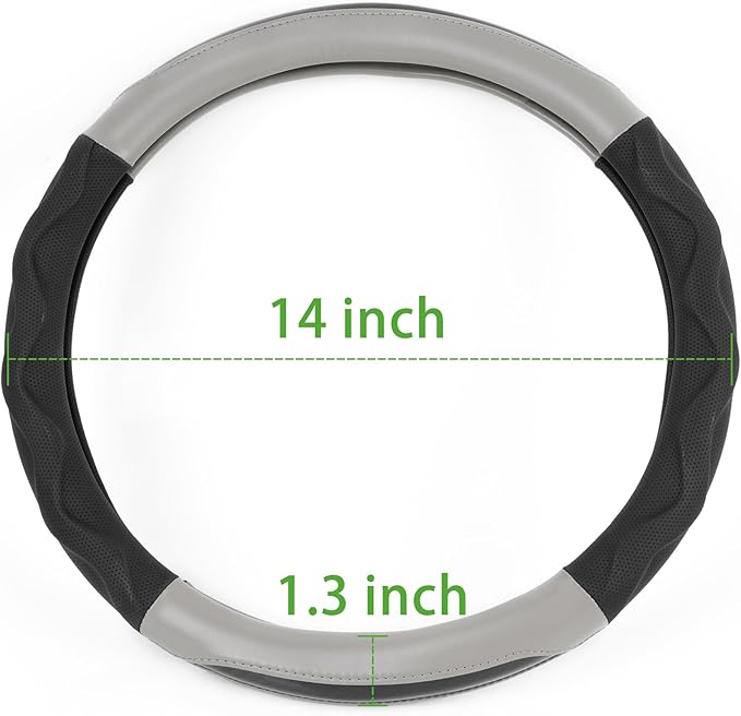 10L0L Golf Cart Steering Wheel Cover for Yamaha, Club Car DS & Precedent, 14 Inch Black Gray