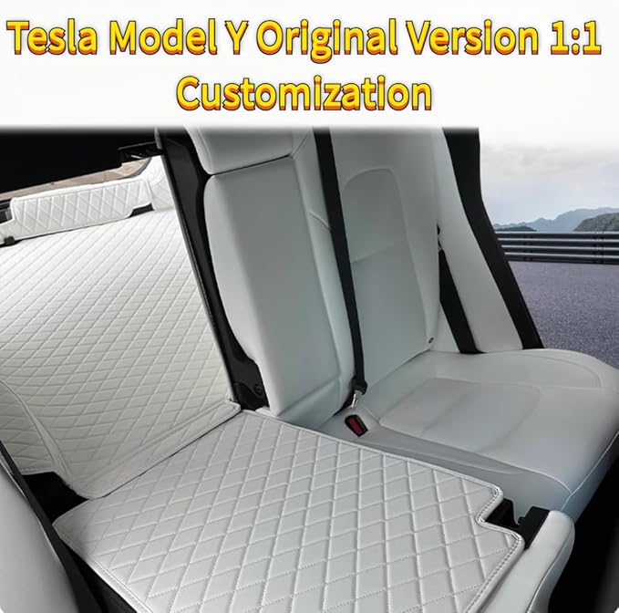 Tesla Model Y 5-Seater 2026 Juniper Launch Edition Waterproof Trunk Liner – Bright White Full Coverage Cargo Mat+Backseat Protector+High Side Panels+Door Sill Protector(White)