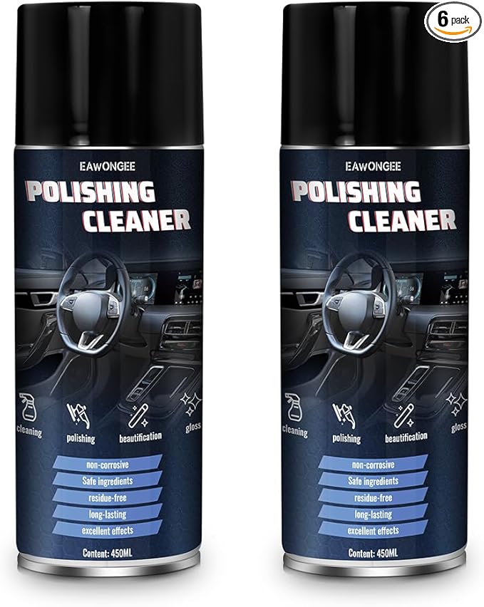 EAWONGEE Interior Car Cleaner & Protectant, 450ml, Multi-Surface Polish for Plastic, Leather, Vinyl, 2pcs