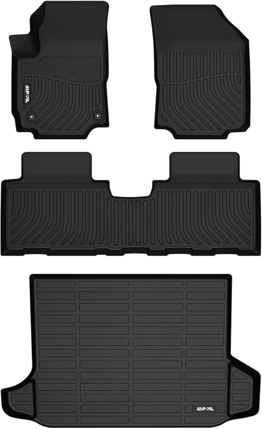 AIPOIL® Floor Mats & Cargo Liner Set for 2018-2024 Chevy Equinox & GMC Terrain All Weather Protection TPE Anti-Slip Automotive Full Set Custom Chevrolet Equinox Car Mats Accessories - Black