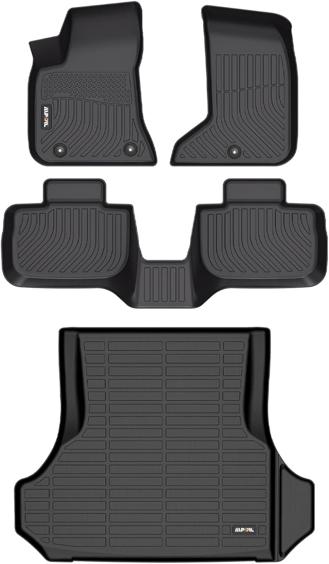 AIPOIL® Floor Mats & Cargo Liner Set for 2011-2023 Dodge Charger AWD & Chrysler 300 AWD All Weather Protection TPE Anti-Slip Automotive Full Set Custom Car Mats Accessories - Black