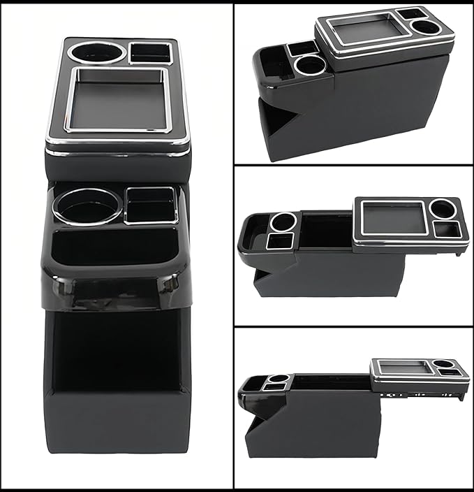 Universal Center Console Between Seat for Minivans, SUVs, Middle Van Console Floor Console Organizer Storage Box (with Sliding Lid Design)