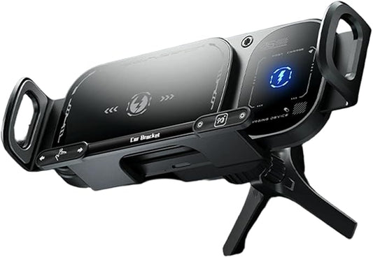 Wireless Charging Rotating Car Mount with Auto Clamping 15W Fast Charging Phone Car Mount Touch Control Wireless Chargers for Dashboard & Air Vent Black