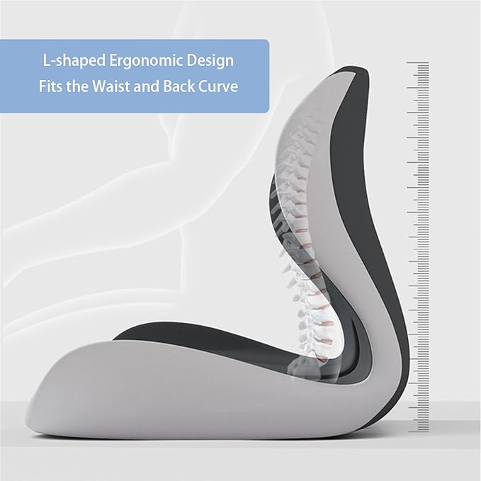 Seat Cushion Premium Ergonomic Memory Foam Car & Office Chair Seat Cushion - Orthopedic Lumbar Support for Back Pain Relief, Non-Slip Design for Car, Truck, Home Chair & Office Seat