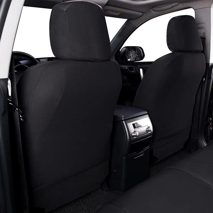 Flying Banner car seat Covers Protects Water Proof Faux Leather Carbon Fiber Front and Rear Bench (Black Black, Full Set - 9PCS)