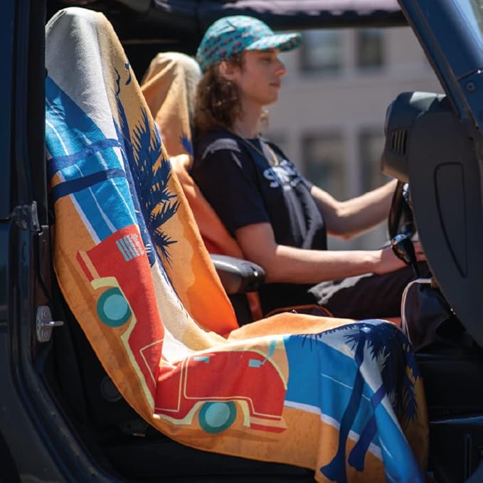 Sprints Athletic Running Towel, Full-Sized, Car Seat Cover - Performance Microfiber (Retro Sunset)
