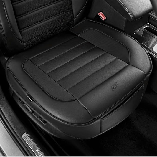 Skechers Car Seat Cover,Memory Foam Faux Leather Front Bottom Seat Cushion Cover,Universal Anti-Slip and Wrap Around The Bottom with Storage Bags,Suitable for Most Cars,Vans,Trucks, SUV -1 Piece,Black