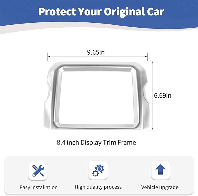 RT-TCZ for Jeep JL Center Console Radio Display Panel Trim Cover for Jeep Wrangler JL JLU Gladiator JT 2018-2023 Silver Interior Accessories 8.4 inch