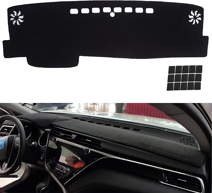 KEYOOG Dashboard Cover Dash Mat Fit for to-yota Camry 2024-2018 (Without HUD Models),Car Dash Board Mat Anti-Glare Carpet,Non-Slip Pad Sunshield Protector (Black)