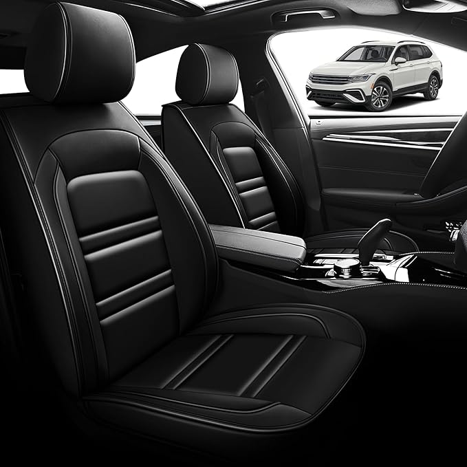 Seat Cover for VW Car tiguan 2009-2025 | Car Seat Covers Front Seats, Waterproof Seat Protectors, Automotive Front Seat Covers (Front Seat, Black)