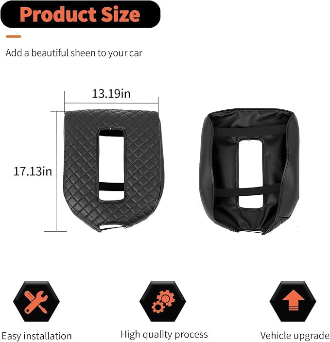 RT-TCZ Center Console Armrest Box Pad Cover Leather for Chevy Avalanche/Silverado/Suburban/Tahoe 2007-2013,for GMC Yukon/Sierra 2007-2013 (Black)