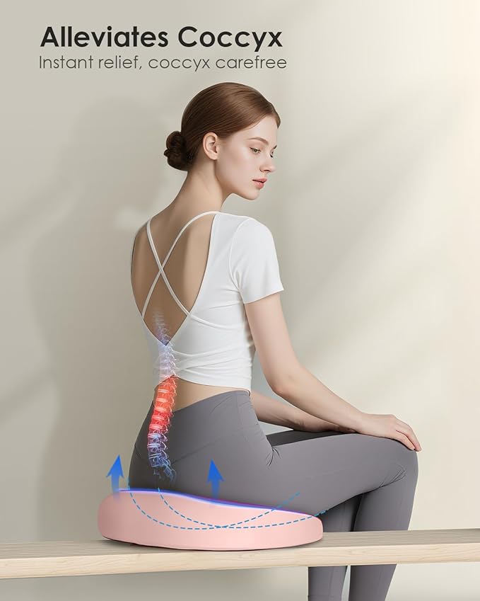 FLORICH Seat Cushion, Memory Foam Cushion for Office Chair, Ergonomic Office Seat Chair Cushion for Relieving Sciatica, Soft & Breathable Car Seat Cushion - Pink