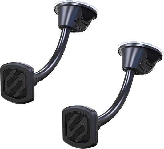 Scosche MAGWDM-2PXCES0 MagicMount Flex Neck Suction Cup Car Phone Mount for Dashboard/Windshield, 360° Adjustable Magnet Head Universal Cell Phone Holder for iPhone, Samsung & All Devices (Pack of 2)