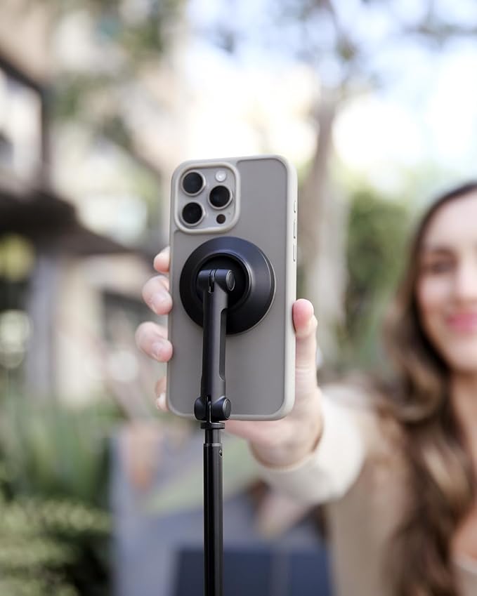 KraftGeek Magnetic Phone Tripod for iPhone MagSafe – 66'' Automatic Selfie Stick with Remote, Portable Tripod Stand for Video Recording, Travel, Vlogging (Black)