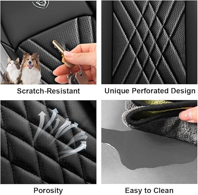 Seat Covers Fit for Subaru Crosstrek 2016-2026 Nappa Leather Waterproof Breathable Car Seat Cover, Easy to Install Airbag Compatibility, Auto Interior Accessories(Full Set, Black Gray)