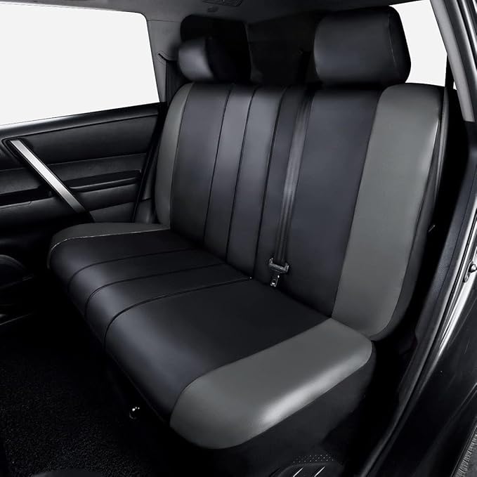 Flying Banner car seat Covers Protects Water Proof Faux Leather Carbon Fiber Front and Rear Bench (Black Gray, Full Set - 8PCS)