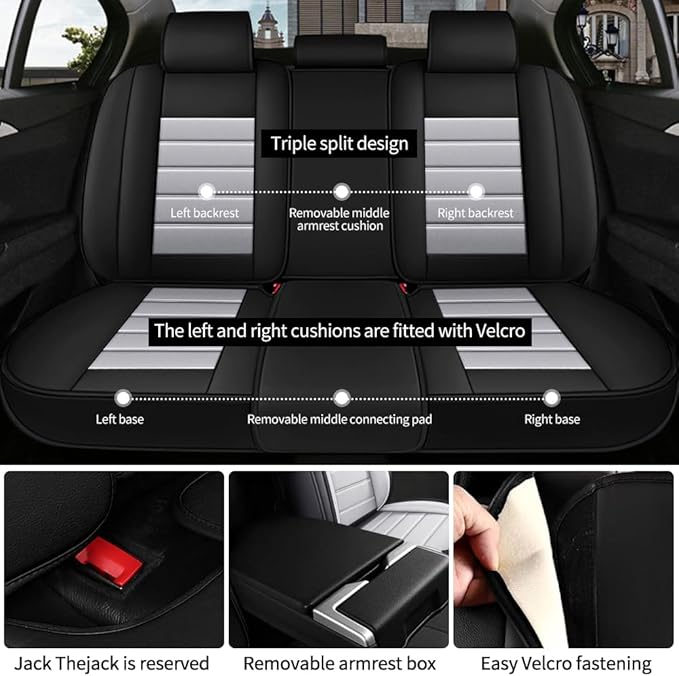 for Toyota Highlander 2006-2026 Seat Covers,Waterproof,Abrasion-Resistant PU Leather Full Set Seat Cover(Black&Gray)