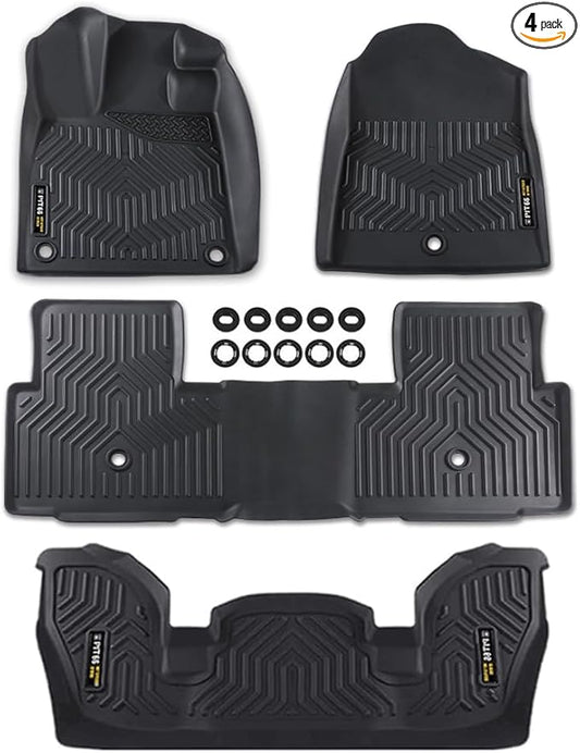 TPE Floor Mats Compatible with Honda Pilot 2023 2024 2025 4PCS All Weather 1st & 2nd & 3rd Row Floor Liners Interior Accessories Cargo Liner
