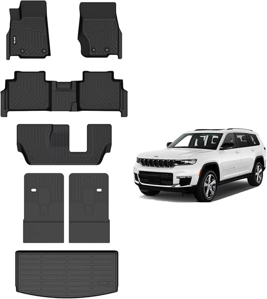 AIPOIL®TPE Floor mats Custom for 2021-2025 Grand Cherokee L(for 7 Seats) | All-Weather | Easy to Clean | All-Round Protection丨Full Set Automobile mats Accessories.