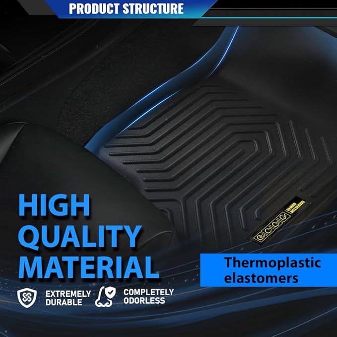 DOTCOM TPE Floor Mats Fit Tesla Model 3 2017-2023 Sept Old Style, Not Fit New Model 2023 Oct-2024, All Weather Protection 1st & 2nd Row Truck Mats Cargo Liner Accessories,alfombras para carro 3PCS