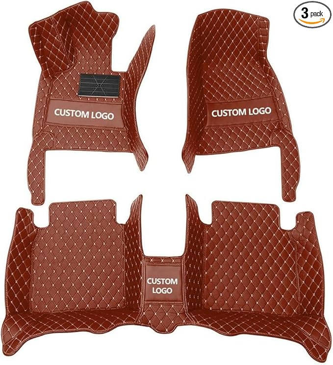 YaruicarCustom Car Floor Mats for 99.99% Sedan SUV Sports Car Men Women Protection Full Coverage Pads Anti-Slip Leather Floor Lining All Weather Car Floor Mats (Brown)
