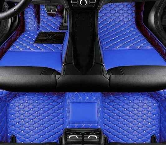 Errva Custom Personalized Floor Mats for Cars，Luxury Full Coverage All Weather Car Floor Mats，Anti-Slip Leather Car Mat Set ，Custom Floor Mats for 98.99% of Cars, Trucks & SUVs (blue2)