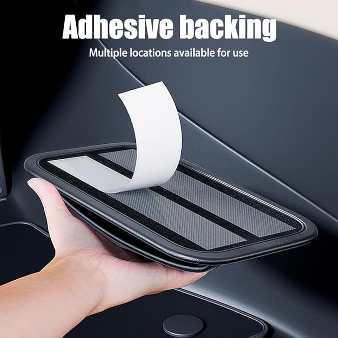 Tumecos Car Storage Bag, Leather Small Debris Organizer ,Hanging Cell Phone Mobile Paste Type Bag for Stowing Tidy, Universal Accessories（BlackA-1pcs）