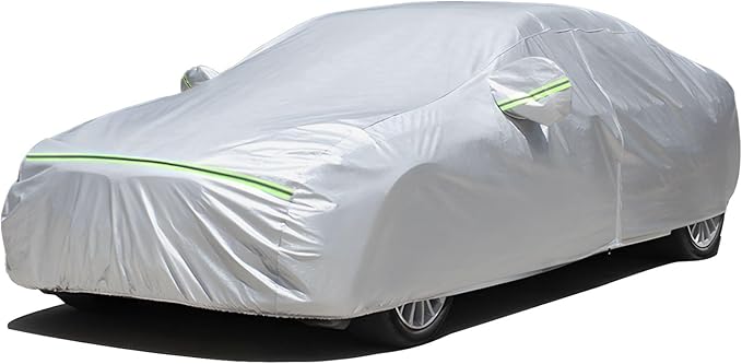 Favoto Sedan Car Cover Waterproof All Weather for Automobiles 6 Layers Heavy Duty Outdoor Rain Sun Snow Protection with Zipper Inner Cotton Universal Fit for Sedan (177-194 inch)