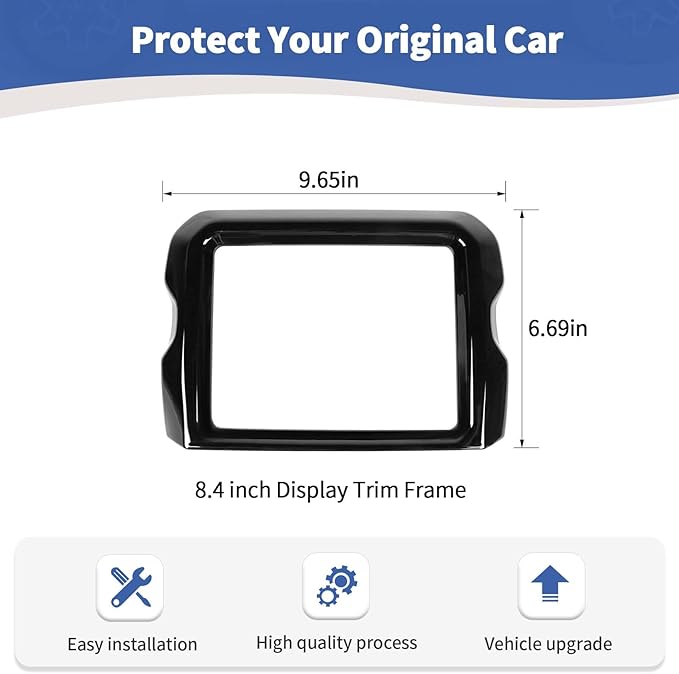 RT-TCZ for Jeep JL Center Console Radio Display Panel Trim Cover for Jeep Wrangler JL JLU Gladiator JT 2018-2023 Black Interior Accessories 8.4 inch